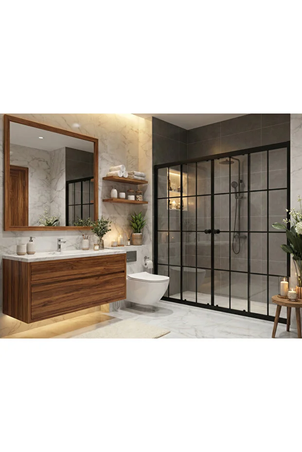 Duşakabin Ön Cephe Siyah Çizgi